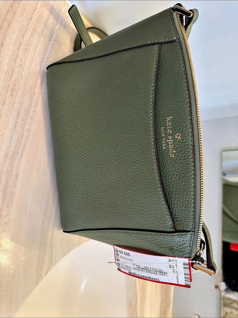 Kate Spade Pebbled Leather Crossbody Bag Green NWOT
